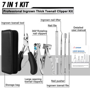 7-Piece Heavy-Duty Toenail Clipper Set for Thick Nails