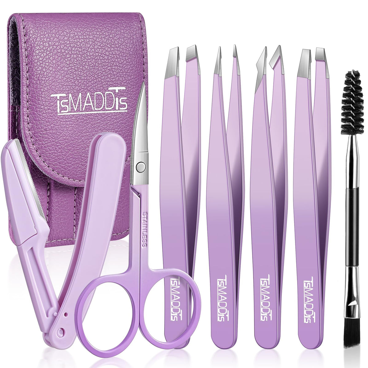 7-Piece Precision Eyebrow Tweezer & Grooming Tool Set