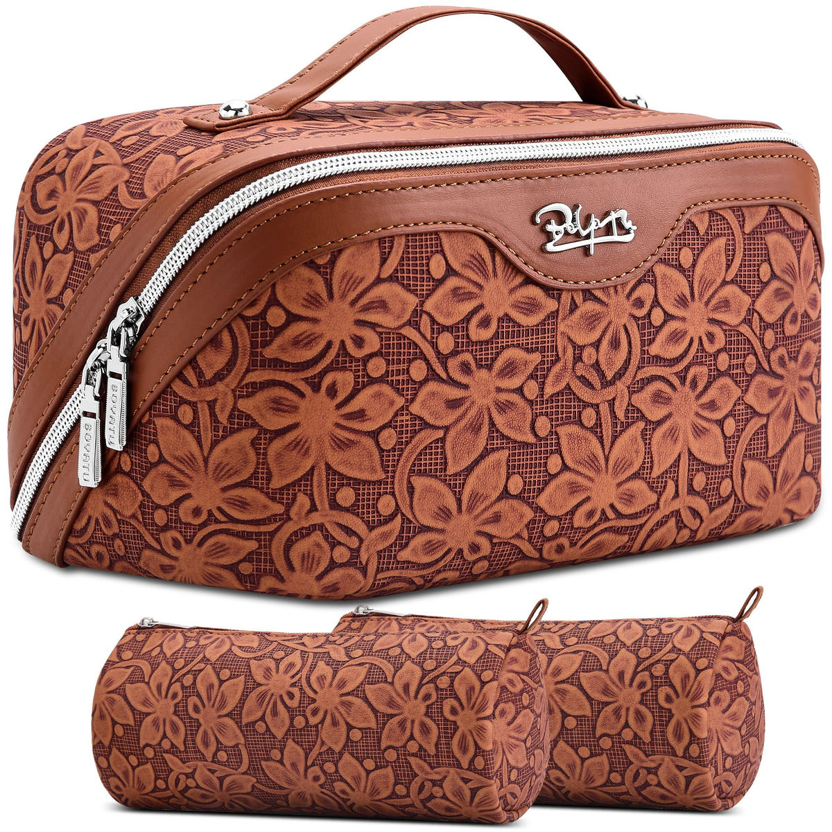 3-Piece Travel Makeup & Cosmetic Bag Set for Women
