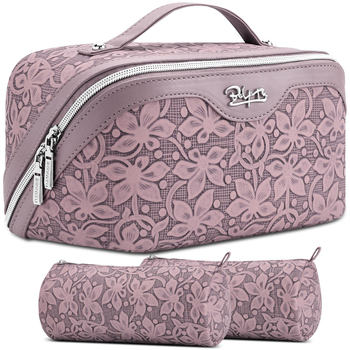 3-Piece Travel Makeup & Cosmetic Bag Set for Women