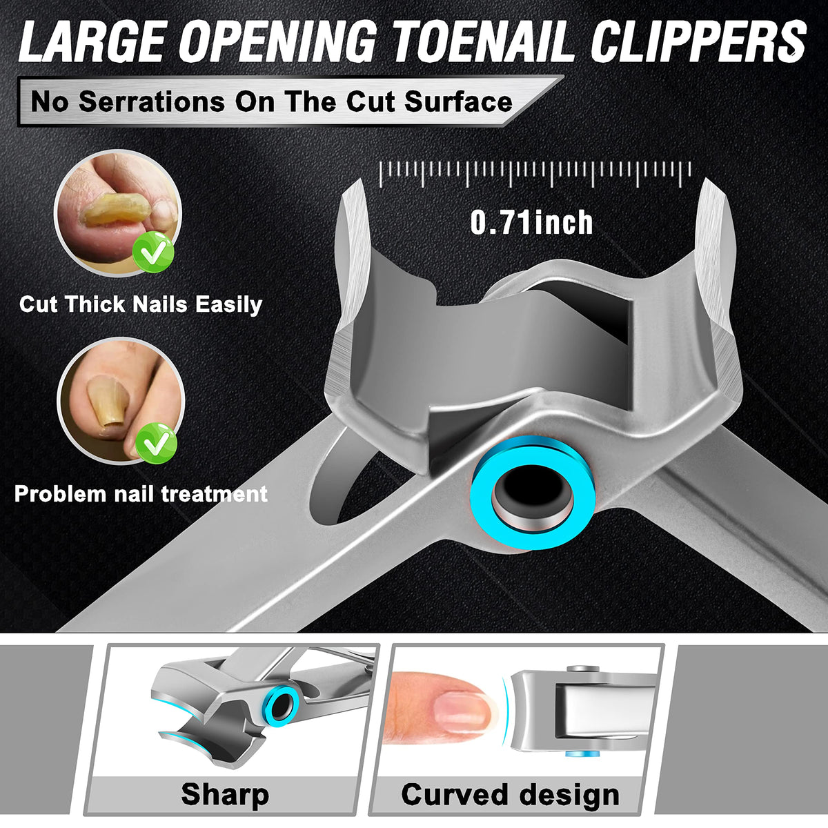 7-Piece Heavy-Duty Toenail Clipper Set for Thick Nails